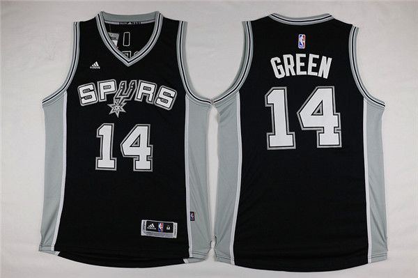 Men San Antonio Spurs #14 Green Black Adidas NBA Jerseys